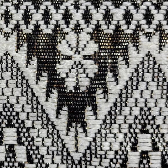 VINTAGE Mexican Rebozo 85" Black White Handmade Shawl Wrap Scarf RARE 60s 70S - Picture 16 of 16